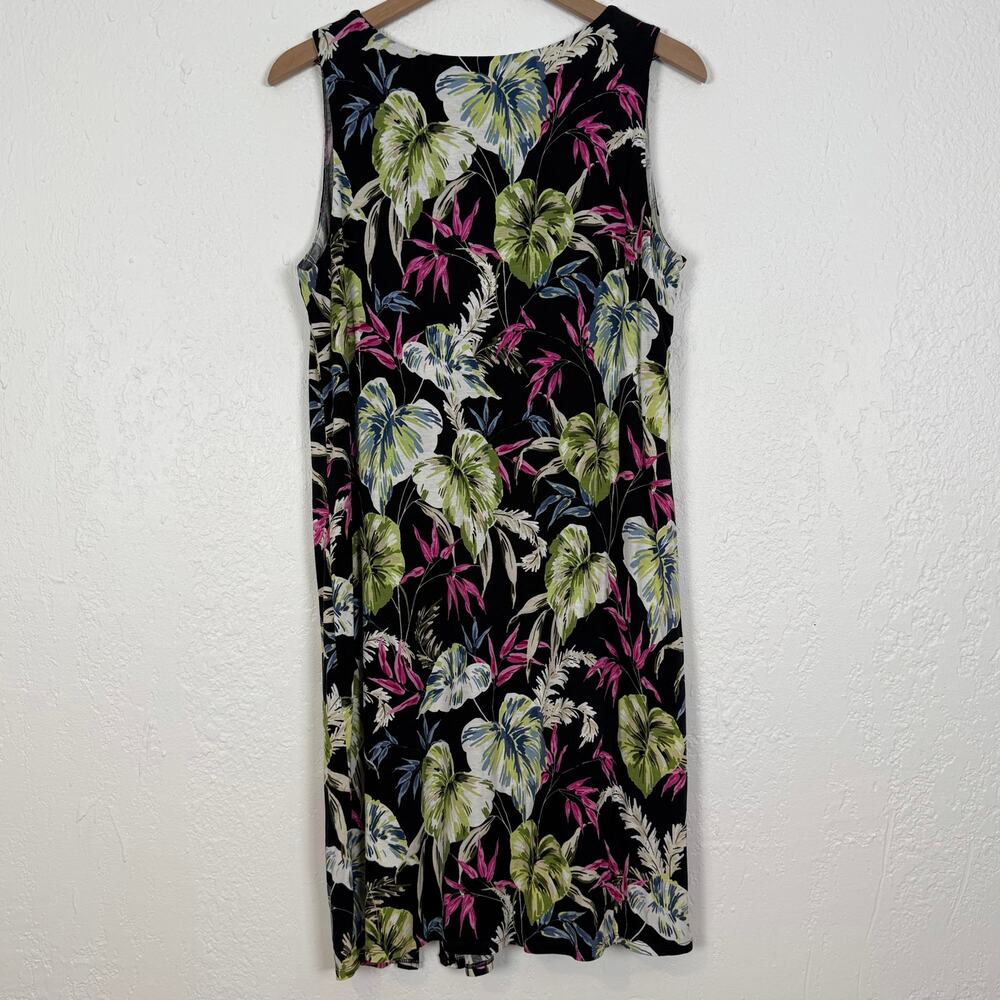 J.Jill Wearever Collection Tropical Floral Sleeveless V-neck Dress Size Medium - Picture 2 of 4